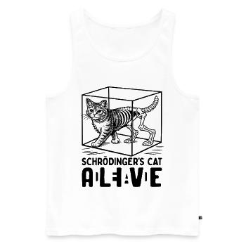 Le chat de Schrödinger vivant et mort - Débardeur bio Premium Homme - blanc - Devant - AI Model Male 178 light (178cm)