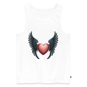 Heart with Wings T-Shirt Gothic Style - Men's Premium Organic Tank Top - white - Front - Michal (187cm)