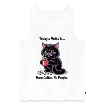 Plus de café sans personne avec un chat noir - Débardeur bio Premium Homme - blanc - Devant - AI Model Male 178 light (178cm)