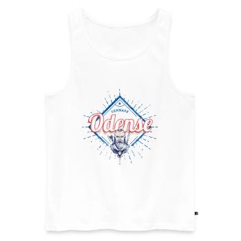 Odense City Denmark with Viking Holiday Souvenir - Men's Premium Organic Tank Top - white - Front - AI Model Male 178 light (178cm)