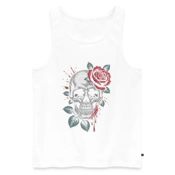 Rose sur le crâne : style de tatouage vintage sombre - Débardeur bio Premium Homme - blanc - Devant - Michal (187cm)