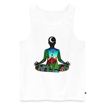 meditation nature - Men's Premium Organic Tank Top - white - Front - AI Model Male 178 light (178cm)