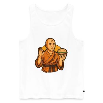 Zen Burger Monk - Männer Premium Bio Tank Top - Weiß - Vorne - Michal (187cm)