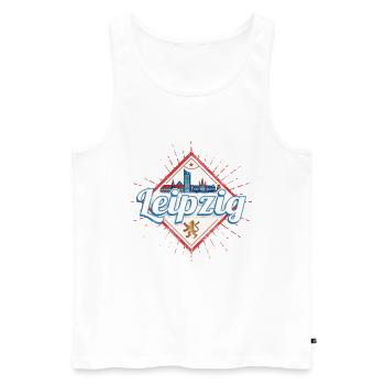 Leipzig, Allemagne, Saxe, souvenir vintage - Débardeur bio Premium Homme - blanc - Devant - Michal (187cm)