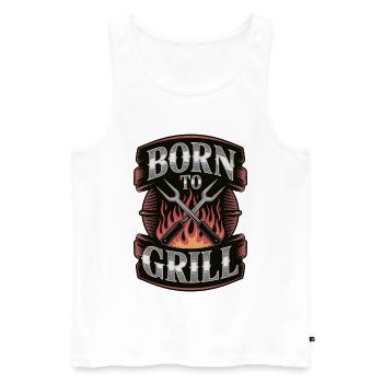 Né pour griller une chemise barbecue – Grillen Barbecue - Débardeur bio Premium Homme - blanc - Devant - AI Model Male 178 light (178cm)