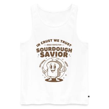 sourdough savior in crust we trust bread baking - Men's Premium Organic Tank Top - white - Front - Michal (187cm)
