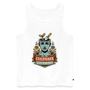 Cultivate Your Mind - Men's Premium Organic Tank Top - white - Front - AI Model Male 178 light (178cm)