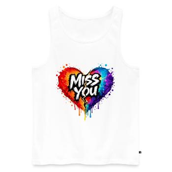 Miss You Broken Heart Art Neon Streetart-Look - Männer Premium Bio Tank Top - Weiß - Vorne - AI Model Male 178 light (178cm)
