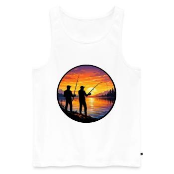 Angler sunset on the lake - Men's Premium Organic Tank Top - white - Front - Michal (187cm)