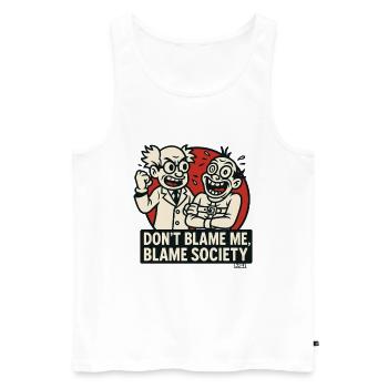 Science Duo Blame Society - Men's Premium Organic Tank Top - white - Front - AI Model Male 178 light (178cm)