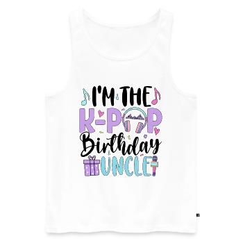 Je suis l’oncle d’anniversaire de K Pop - Débardeur bio Premium Homme - blanc - Devant - AI Model Male 178 light (178cm)