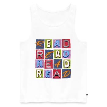 Read Design - Papierlook/Paperlook - Männer Premium Bio Tank Top - Weiß - Vorne - AI Model Male 178 light (178cm)