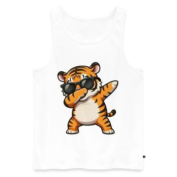 Tigre-tamponnage - Débardeur bio Premium Homme - blanc - Devant - Michal (187cm)