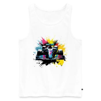 Rennwagen Farbenfroher Splash-Art-Rennfahrer - Männer Premium Bio Tank Top - Weiß - Vorne - AI Model Male 178 light (178cm)