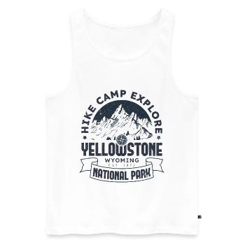 Yellowstone Nationalpark Wanderlager Erkundung - Männer Premium Bio Tank Top - Weiß - Vorne - Michal (187cm)