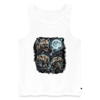 THREE Wild Hyena with Moon Wildlife Designs - Men's Premium Organic Tank Top - white - Front - Michal (187cm)