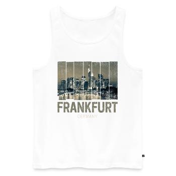 Souvenir d’art de la silhouette de la silhouette de Francfort, Allemagne - Débardeur bio Premium Homme - blanc - Devant - AI Model Male 178 light (178cm)