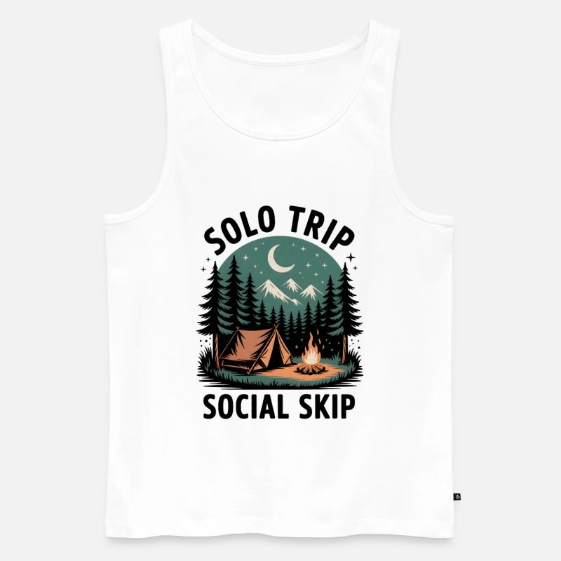 Solo statt Smalltalk | Camping Introvertiert - Männer Premium Bio Tank Top - Weiß
