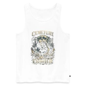 Friedhof Goth Humor Cemetery Crawler - Männer Premium Bio Tank Top - Weiß - Vorne - AI Model Male 178 light (178cm)