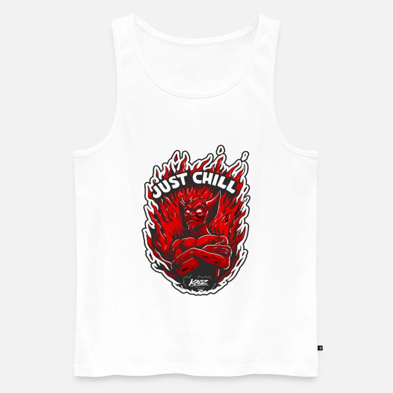 Inferno-Dämon Entspann dich einfach - Männer Premium Bio Tank Top - Weiß