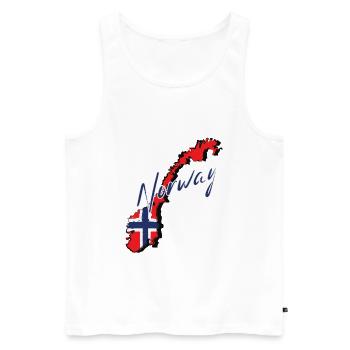 Map with Norway flag, I love Norway - Men's Premium Organic Tank Top - white - Front - Michal (187cm)