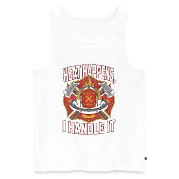 Fire Lieutenant Heat Happens Fire Rescue Officer - Men's Premium Organic Tank Top - white - Front - AI Model Male 178 light (178cm)