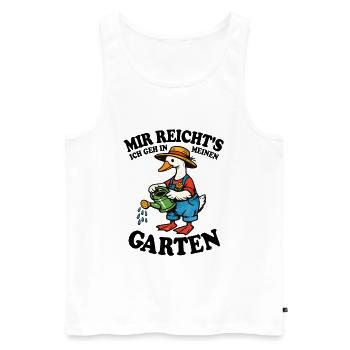 Mir reicht's | Garten Gans gießt glücklich - Männer Premium Bio Tank Top - Weiß - Vorne - AI Model Male 178 light (178cm)