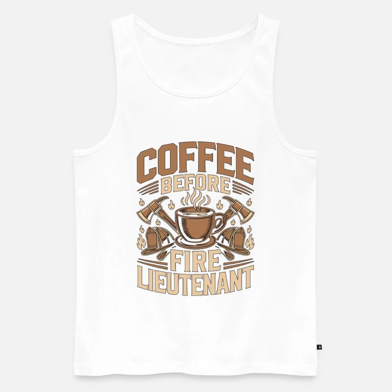 Fire Lieutenant Coffee Firefighting Coffee Lover - Männer Premium Bio Tank Top - Weiß