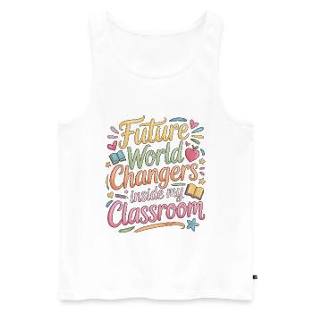 Enseignante du primaire Future World Changers Éducatrice - Débardeur bio Premium Homme - blanc - Devant - Michal (187cm)