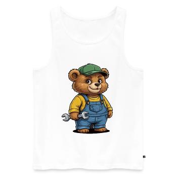 Mechanic Bär Schrauber Werkstatt - Men's Premium Organic Tank Top - white - Front - AI Model Male 178 light (178cm)