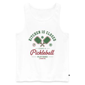 Pickleball Kitchen est fermé Joueur difficile - Débardeur bio Premium Homme - blanc - Devant - AI Model Male 178 light (178cm)