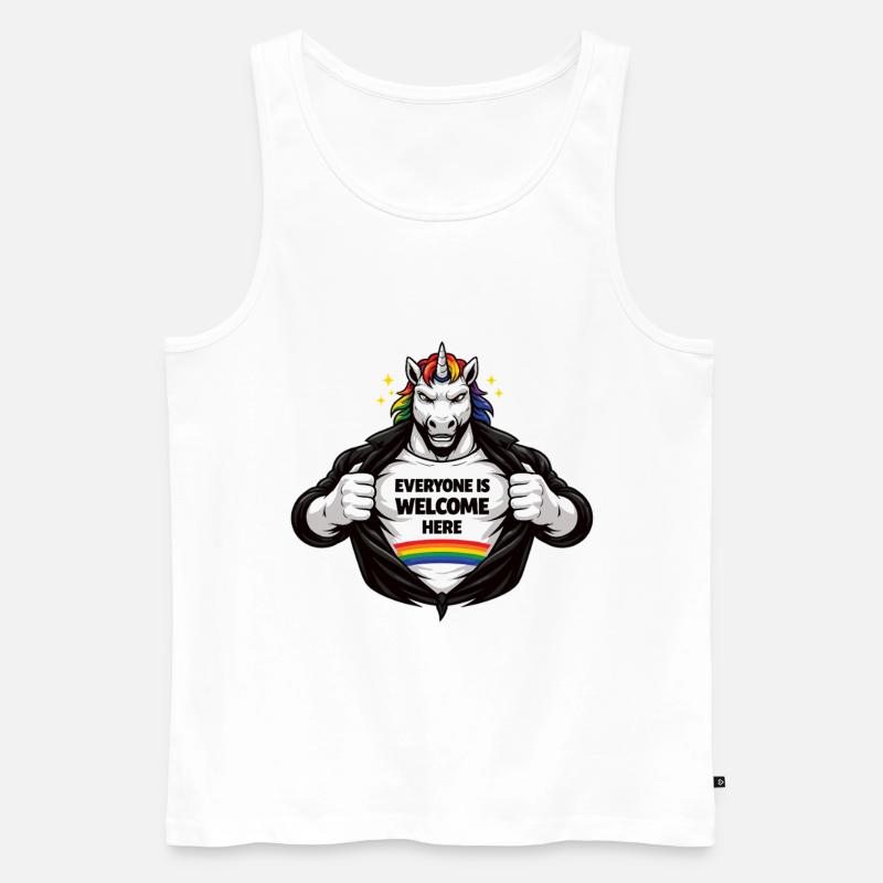 Design de déclaration arc-en-ciel Diversité & Respect - Débardeur bio Premium Homme - blanc
