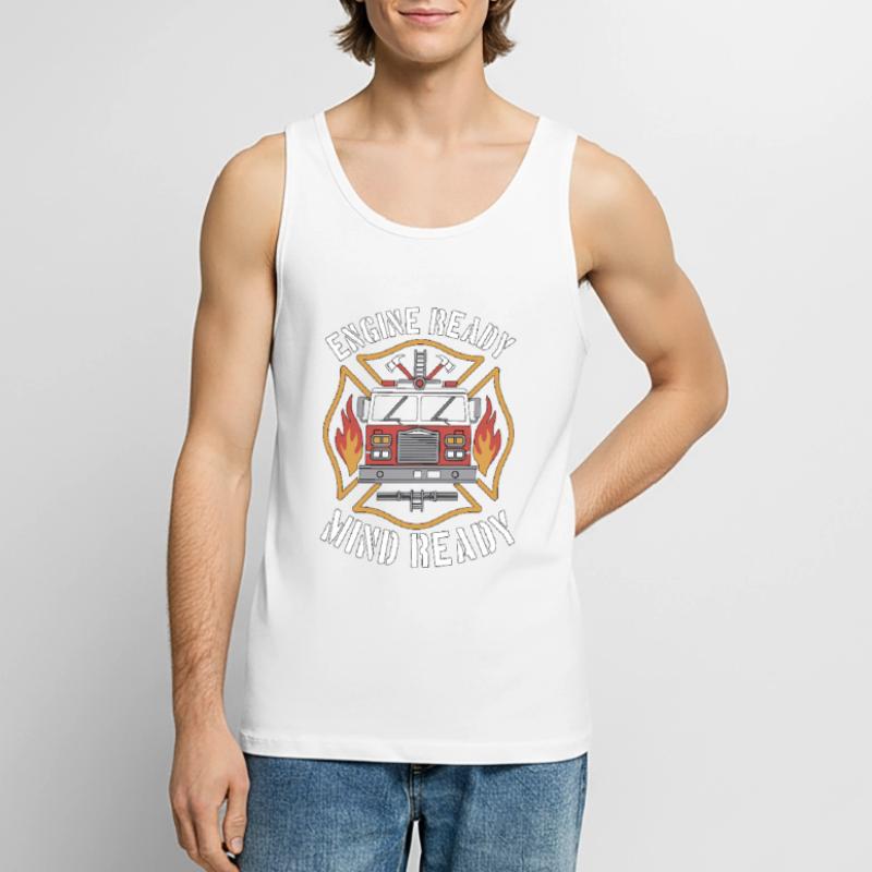 Fire Engineer Engine Ready Mind Ready Firefighting Débardeur bio Premium Homme