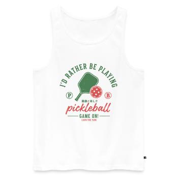 Pickleball-lustiger Spieler spielt Pickleball-Court - Männer Premium Bio Tank Top - Weiß - Vorne - Michal (187cm)