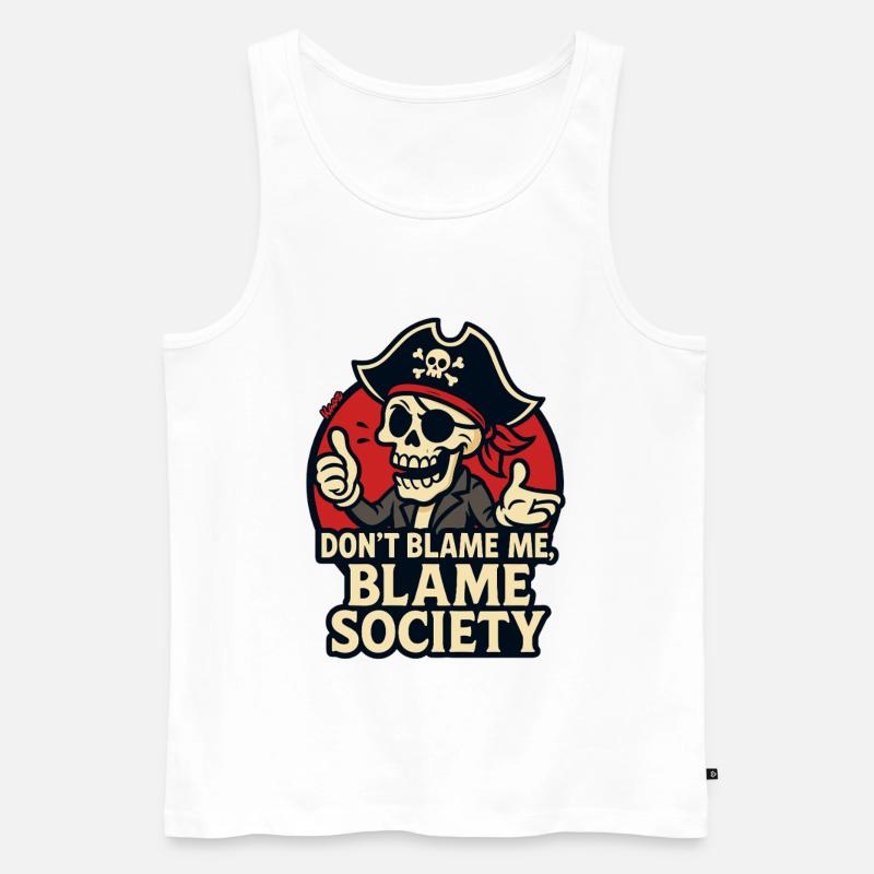 Tee Satire du Crâne de Pirate - Débardeur bio Premium Homme - blanc