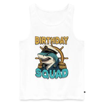Birthday Squad Beach Summer Cruise Shark Kapitän - Männer Premium Bio Tank Top - Weiß - Vorne - Michal (187cm)