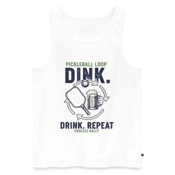 Joueur drôle de pickleball Dink Drink Répéter Jouer - Débardeur bio Premium Homme - blanc - Devant - Michal (187cm)