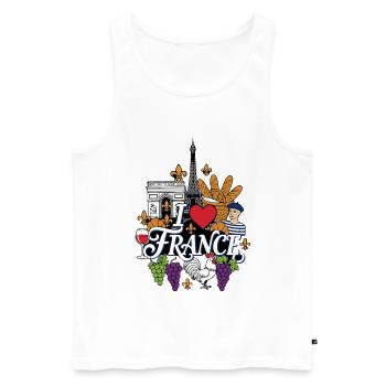 I Love France Urlaub - Männer Premium Bio Tank Top - Weiß - Vorne - AI Model Male 178 light (178cm)
