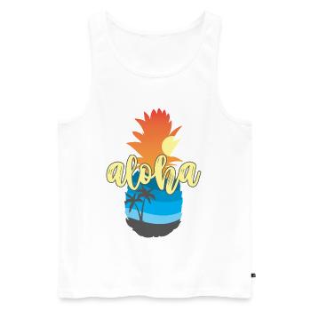 Aloha Sunset Pineapple – Ambiances de la plage d’Hawaï - Débardeur bio Premium Homme - blanc - Devant - AI Model Male 178 light (178cm)