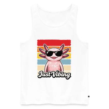 Just Vibing Axolotl Retro Cute Funny Shirt - Men's Premium Organic Tank Top - white - Front - AI Model Male 178 light (178cm)