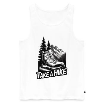 Wandern Outfit Take A Hike Bergsteiger Outdoor - Männer Premium Bio Tank Top - Weiß - Vorne - Michal (187cm)