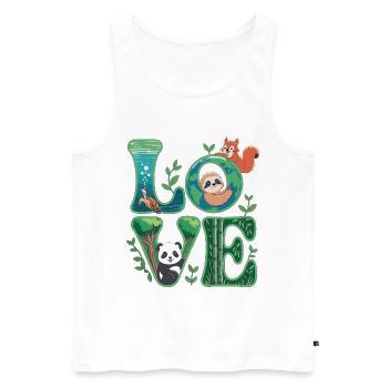 T-shirt Nature Love avec paresseux panda - Débardeur bio Premium Homme - blanc - Devant - Michal (187cm)