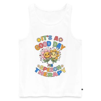 SLP: Es ist ein guter Tag für Sprachtherapie - Männer Premium Bio Tank Top - Weiß - Vorne - Michal (187cm)