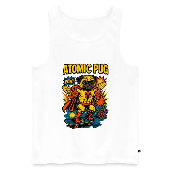 Atomic Pug Hero an Bord - Männer Premium Bio Tank Top - Weiß - Vorne - AI Model Male 178 light (178cm)