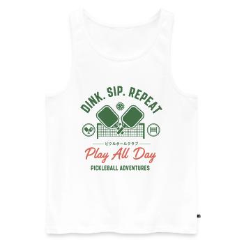 Pickleball Dink Sip Repeat Play All Day Adventures - Men's Premium Organic Tank Top - white - Front - AI Model Male 178 light (178cm)