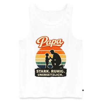 Papa Stark Ruhig Unersetzlich zum Vatertag - Männer Premium Bio Tank Top - Weiß - Vorne - Michal (187cm)