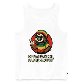 Rasta Sloth Don't Blame Society - Men's Premium Organic Tank Top - white - Front - Michal (187cm)