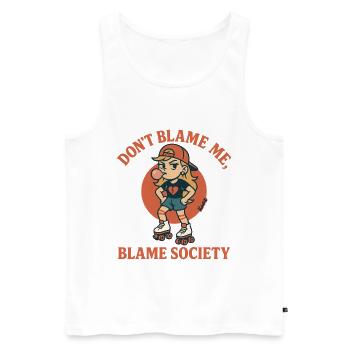 Dont Blame Me Blame Society - Men's Premium Organic Tank Top - white - Front - Michal (187cm)