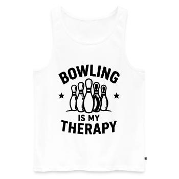 Le bowling est mon Bowling Sport Therapy Quilles - Débardeur bio Premium Homme - blanc - Devant - AI Model Male 178 light (178cm)