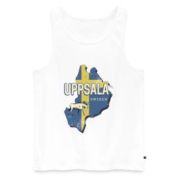 Uppsala Sweden Province Map Souvenir - Men's Premium Organic Tank Top - white - Front - AI Model Male 178 light (178cm)